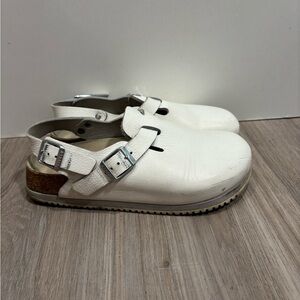 Birkenstock Tokio Súper Grip White Leather Back Strap Clogs 36 Women Size 5